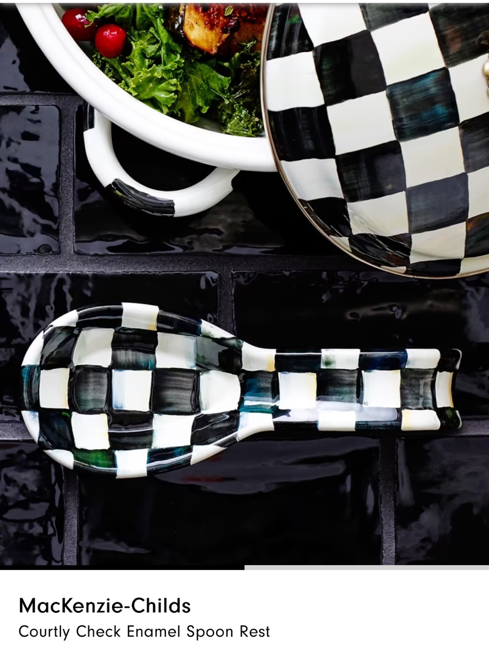 Brand New! Mackenzie Childs Spoon Rest-Courtly Check